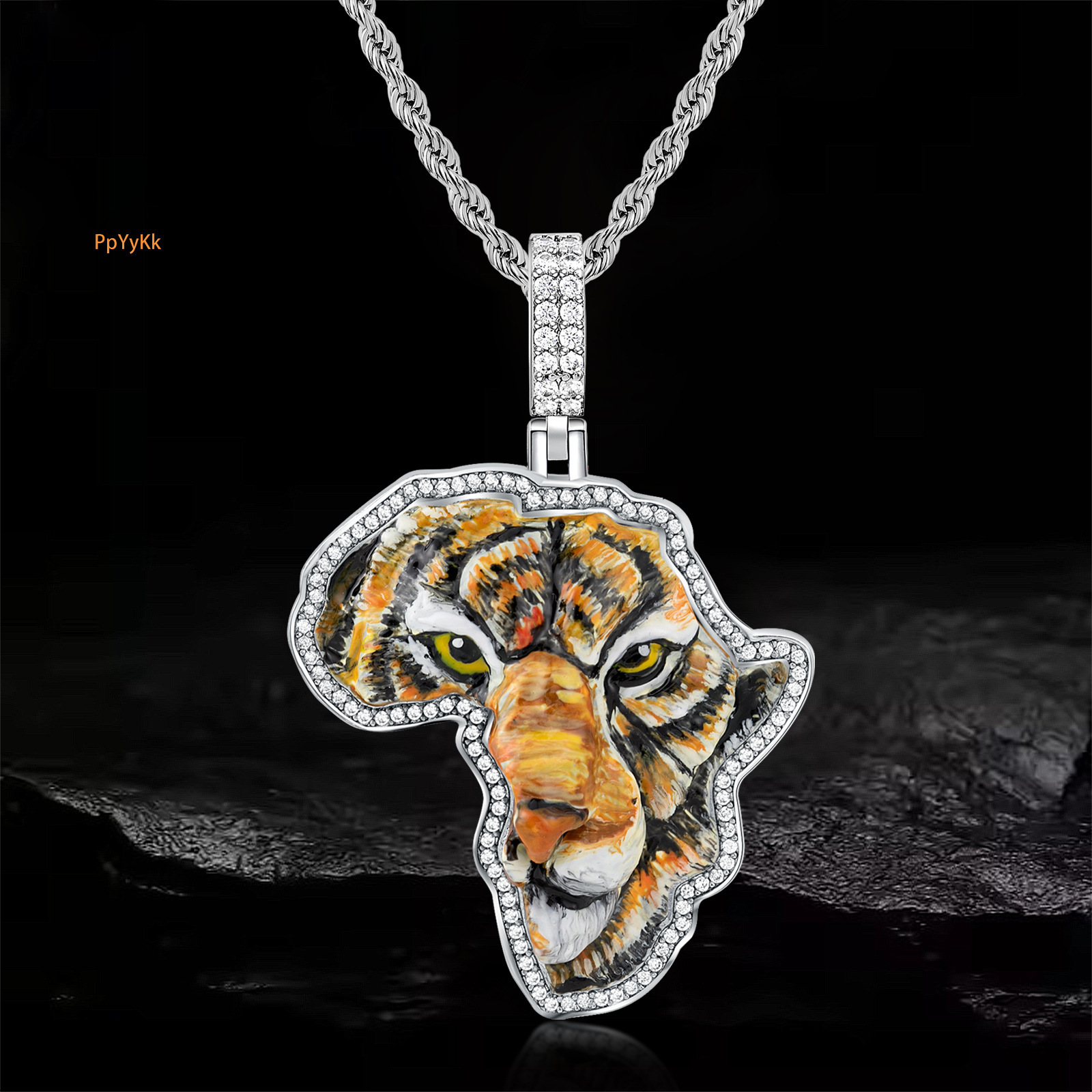 Luxury Moissanite Tiger Head Pendant Diamond Inlaid Hip Hop Cool Men's Niche Premium Statement Jewelry Pass the diamond tester