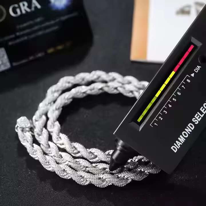 Top S925 Silver Chain Necklace Hip Hop VVS D Color Moissanite Jewelry Necklace Men Cuban Link Iced Out Tennis Rope Chain