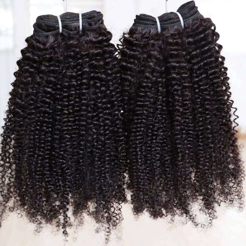Afro Kinky Curly Weft 100% Extensions 3B 3C Natural Black Curls Virgin Remy Indian Human Hair Bundles Weave Weaving