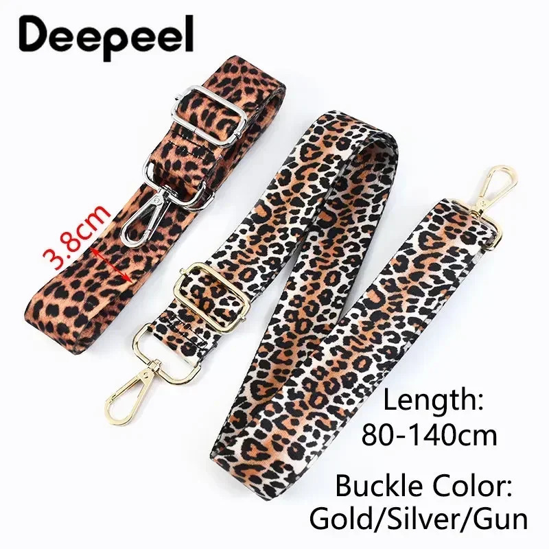 Deepeel 3.8cm Leopard Print Wide Shoulder Straps Wallet Tapes 80-140cm Adjustable Crossbody Womens Long Bags Strap Accessories 250617