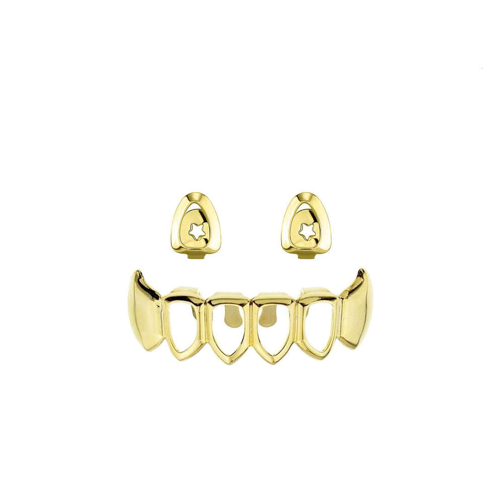 Trendy Men's Rap Style Decorative Set Halloween Oil Drip Cool Big Gold Teeth Personality Versatile