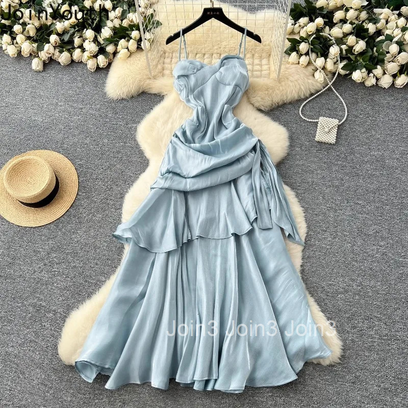 Party Woman Dress Square Collar Strapless Sling Robe Femme Ruffles Folds Backless Bandage Summer Dresses 2025 Vestidos De Mujer