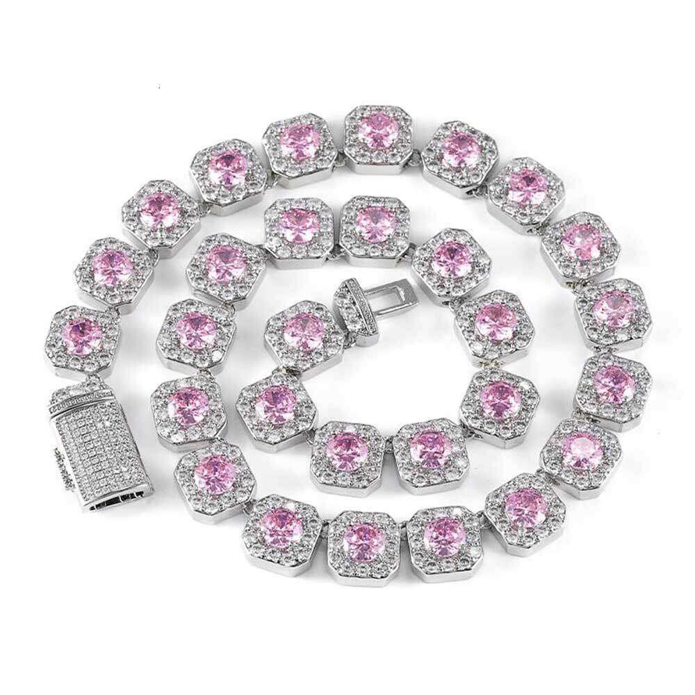 12mm Flip Cover Buckle Colorful Zircon Rock Candy Chain Trendy Brand Personality Hip Hop Necklace Jewelry da37