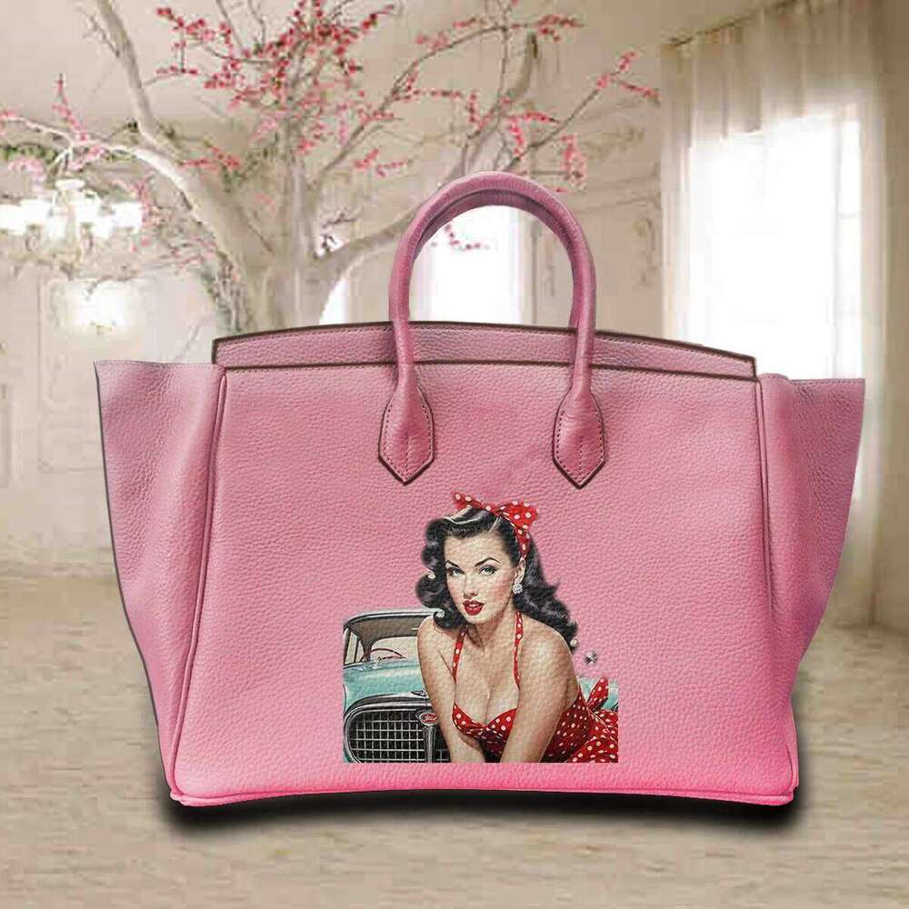 Lips Printed Customize Art Bags for Women Handbags Popular Designer Goods Unique Gift Crossbody Bag 100% Real Cowhide