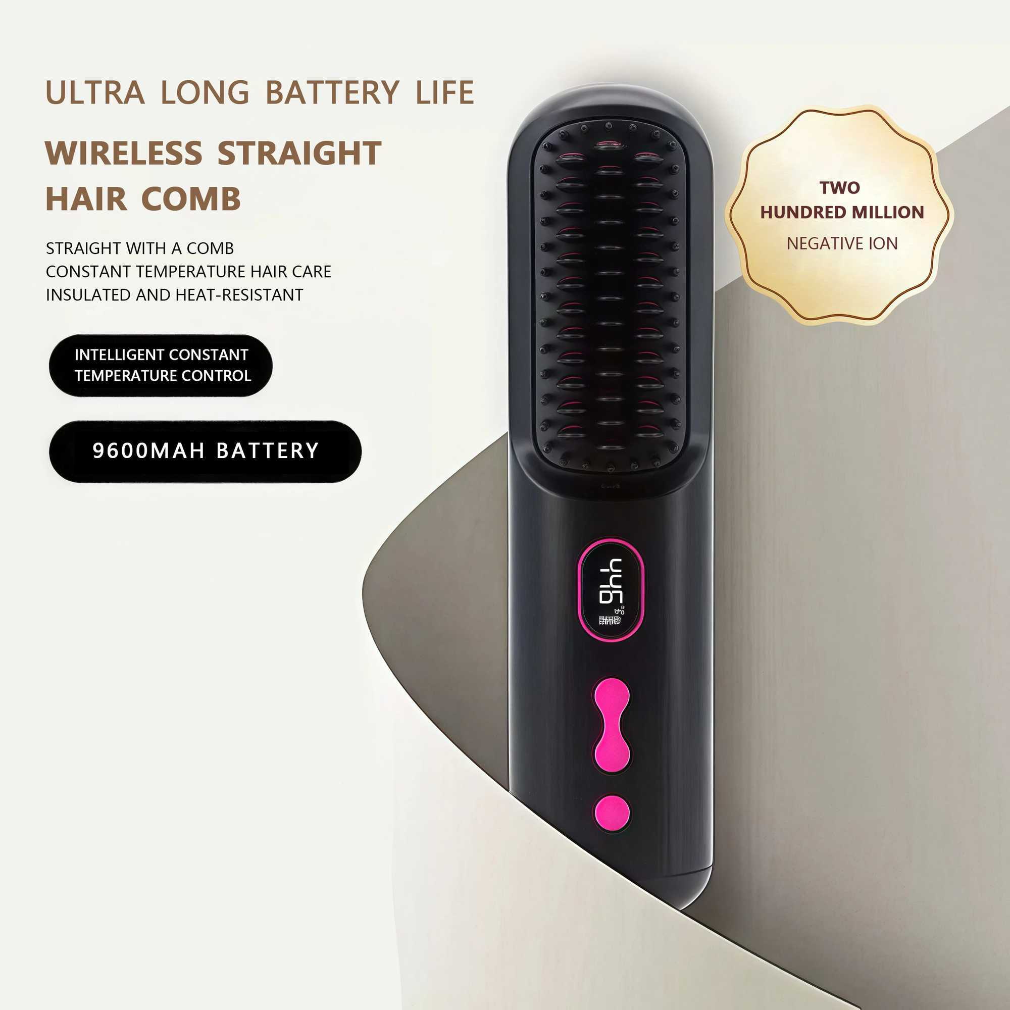 2025 New USB Rechargeable Hair Straightener Brush 2-in-1 Straightening Smoothing Comb 60s Fast Heat Up Adjustable TemperatureXJ250621