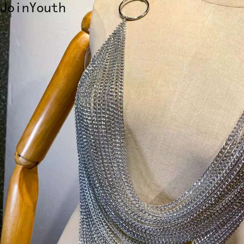 Y2k Vest Women Clothing Heavy Chain Slim Fit Sexy Tees 2025 Ropa Mujer Streetwear Harajuku Camis Fashion Summer Sexy Crop Tanks