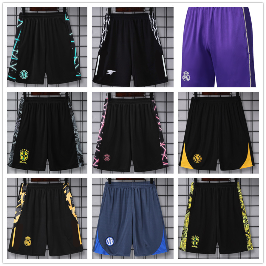 soccer club shorts Madrids Brazils ParIs 2025 Men Football pants zipper pocket adult summer training Sports Casual Pants