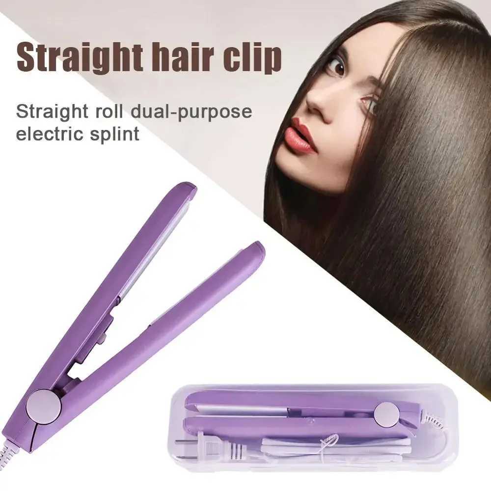 Mini 2 in 1 Hair Straightener Flat Iron Tourmaline Ceramic Splint Straightening Curling Tool Portable Curling Iron Small HairXJ250621