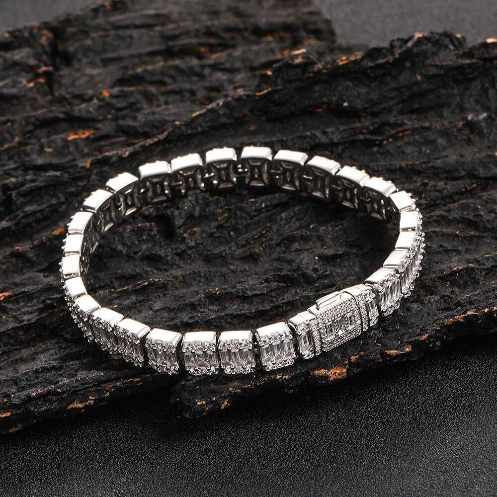 8mm Flip Cover Buckle Mixed Zircon Candy Chain Hip-Hop Trendy Brand Personality Men's Bracelet a446
