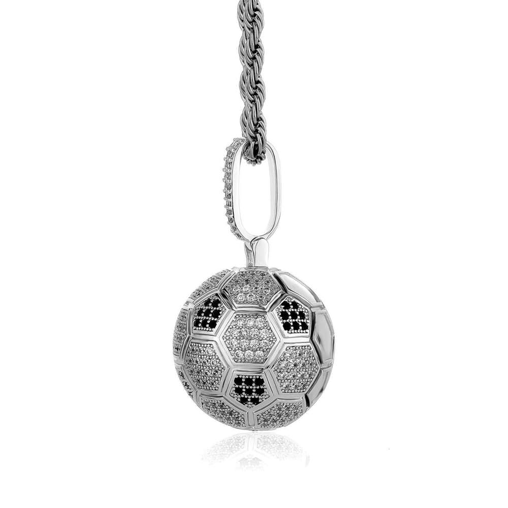World Cup Soccer Pendant Hip-Hop Sports Style Micro-Paved Zircon Necklace Fan National Flag Color DIY