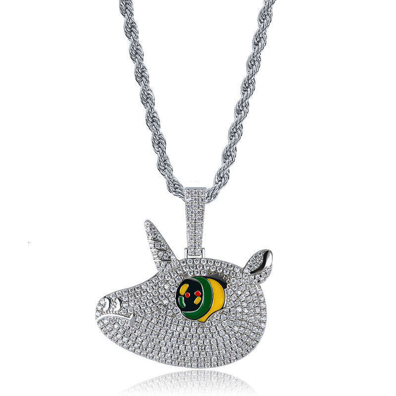 Hip Hop Cute Colorful Big Eyes Unicorn Pendant Micro Paved Zircon Unisex Trendy Accessory