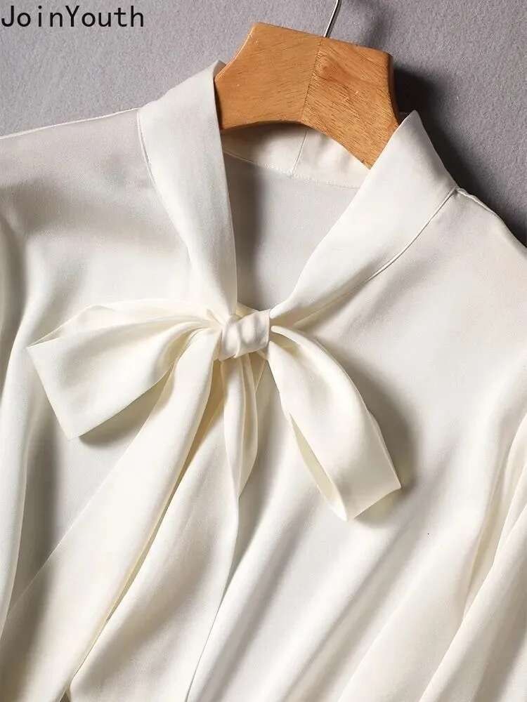 Chiffon Blouse for Women Solid Color Long Sleeve Bandage Bow Shirts Loose Summer Vintage Blouses Tops Camisas De Mujer 2025