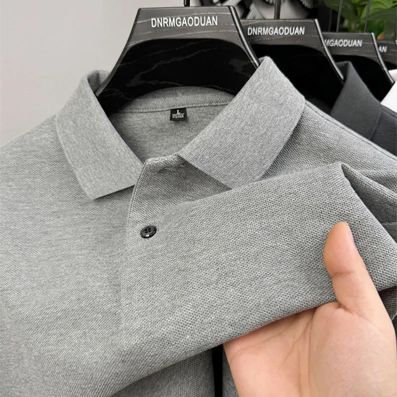 100% pure cotton summer mens short sleeve shirt high-end comfortable breathable T-shirt business casual polo shirt 250618