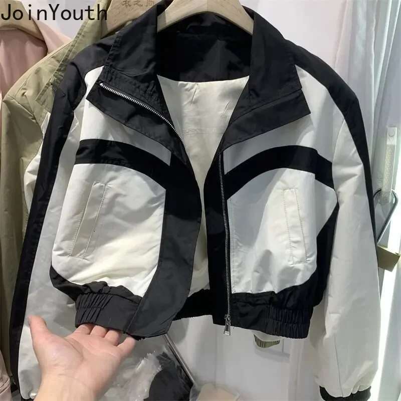 Jackets for Women Stand Neck Long Sleeve Outwear Crop Tops 2025 Ropa Mujer Streetwear Fashion Casual Korean Clothing Y2k Coat