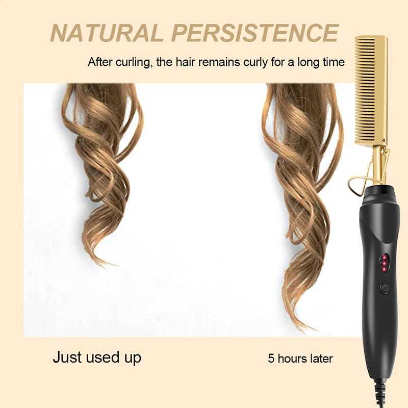 Professional 2-in-1 Straightener Curler Hair Comb Wet/Dry Flat Irons with Hot Heating Plastic Handle Travel-friendlyXJ250621