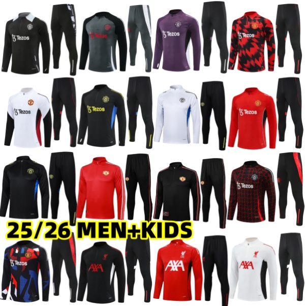 2025 2026 MOUNT Men kids soccer football tracksuit sets 24 25 26 F. DE JONG RONALDO chandal training FERNANDES RASHFORD Tracksuit