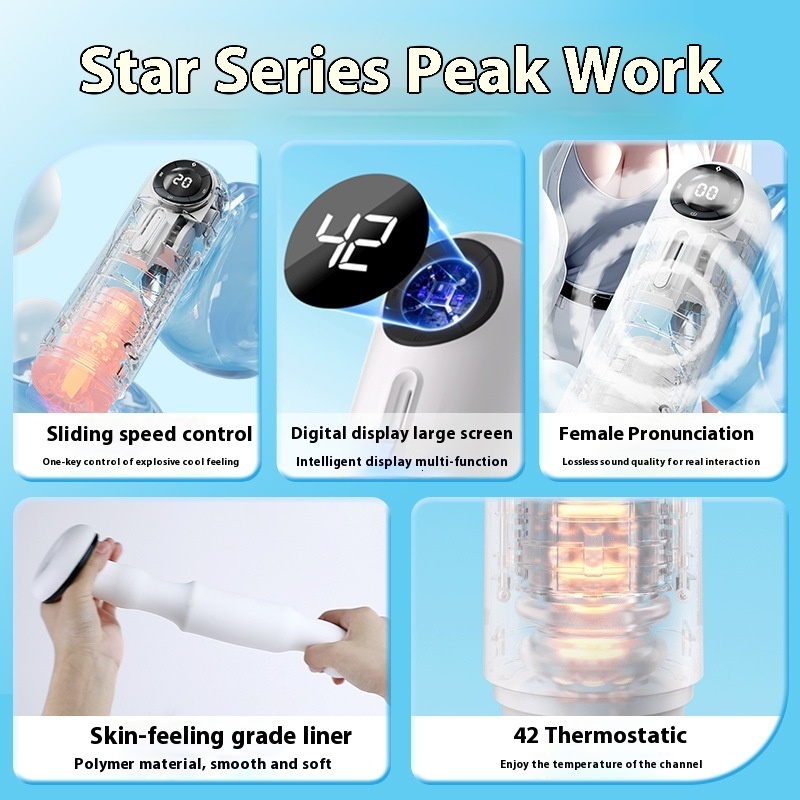 Fully Automatic Telescopic Vibrating Heating Male Masturbator Exerciser Adult Sex Toy