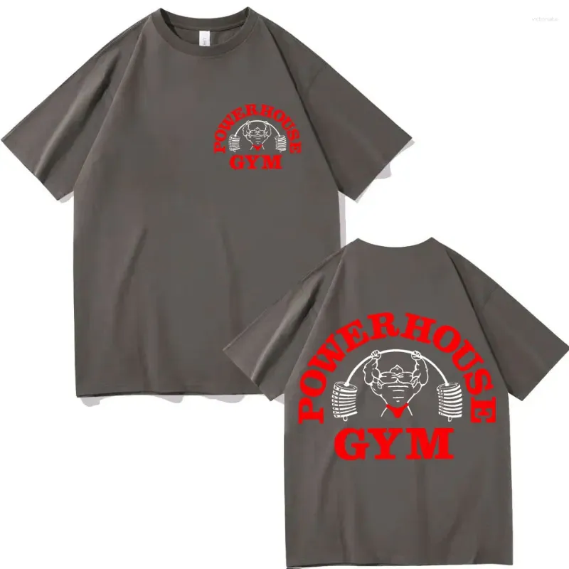 T ShirtsMen's Powerhouse Gym Double Sided Print T-shirt High Street Fashion Trend Short Sleeve Men Women Casual Loose Cotton T-shirts
