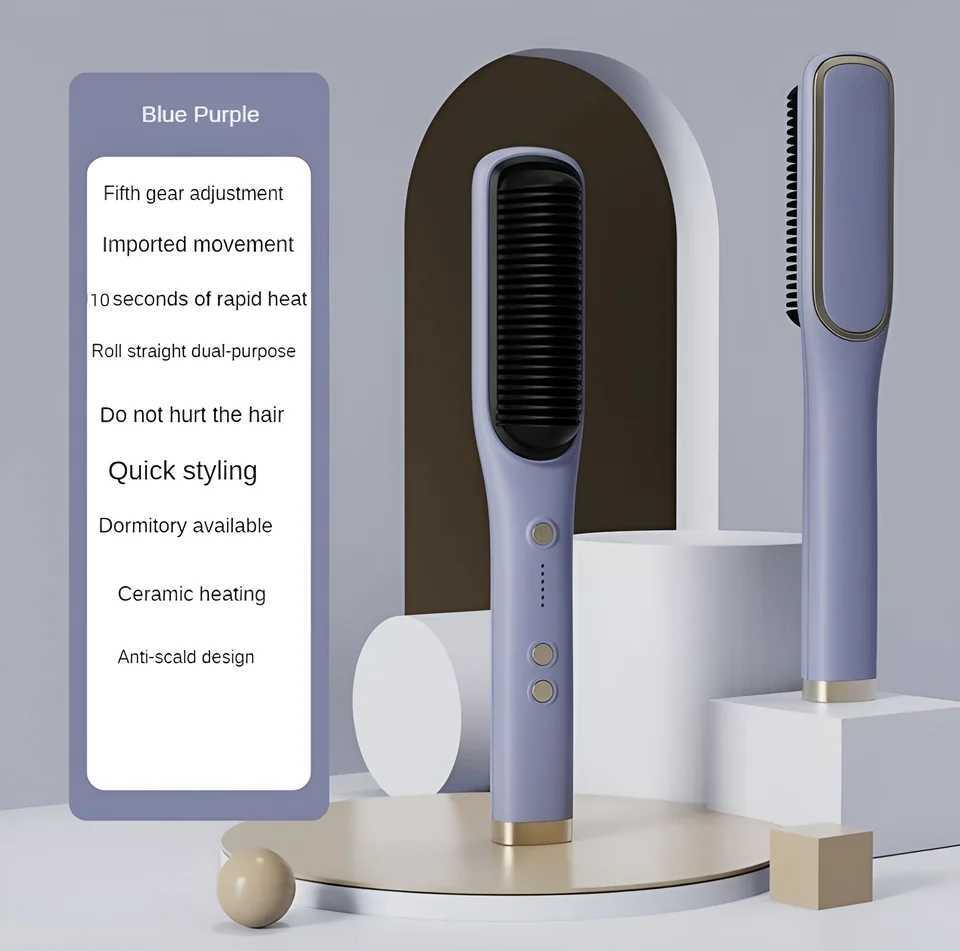 Hair Straightener Brush Hair Straightener Comb Straightening Brush for Women with 5 Temps 10s Fast HeatingXJ250621