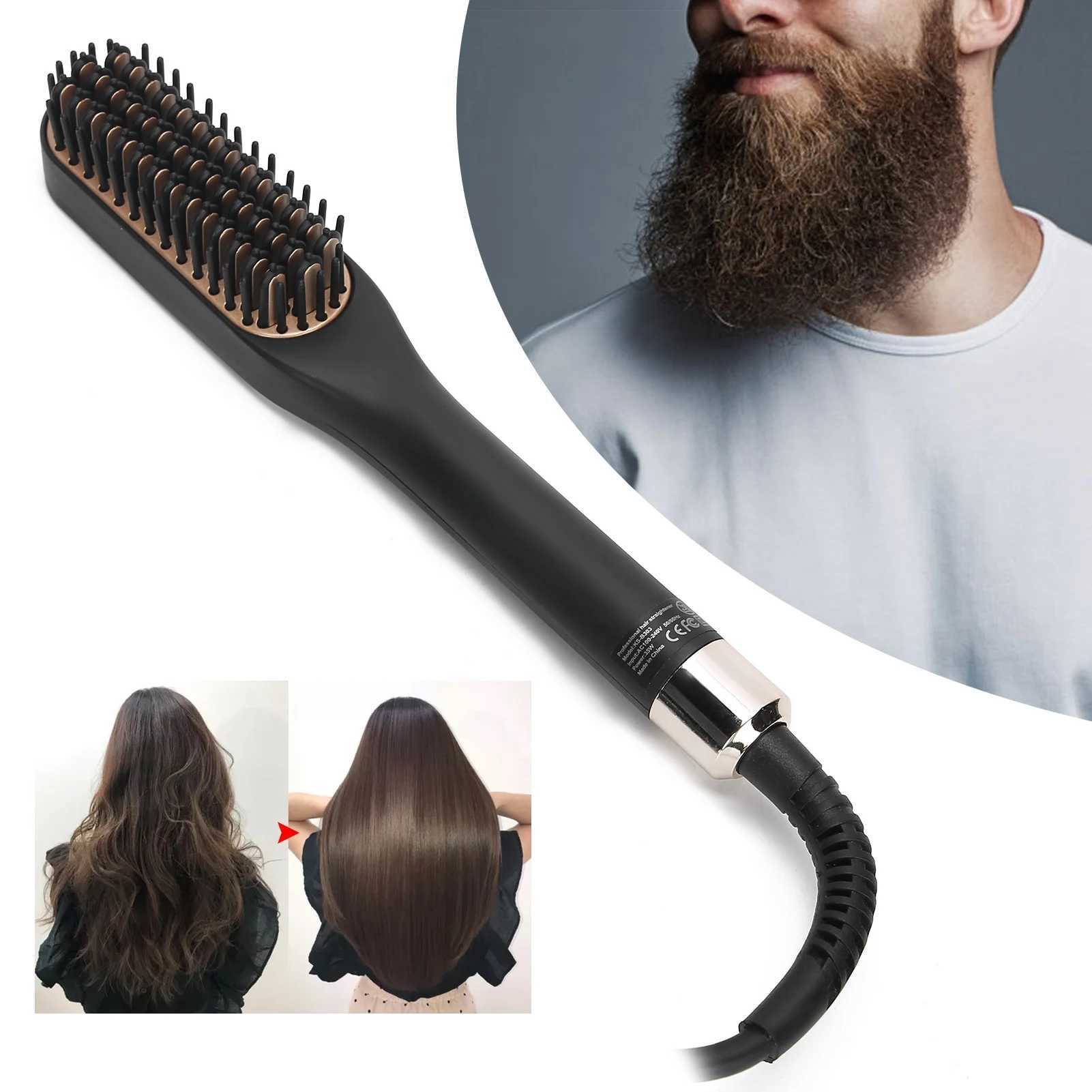 Hot Comb Electric Beard Straightening Comb Brush for Men Multifunctional Beard Straightener Brush Men Quick Hair StylerXJ250621