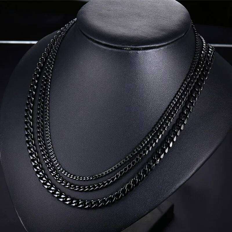 3MM5MM7MM Cuban Link Chain Stainless Steel Necklace Waterproof 18 K Gold Plated Punk Men Women Jewelry DIY Accessories USENSET Good quality
