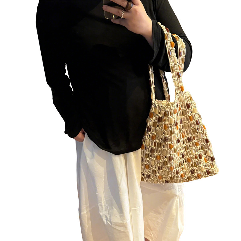 Free shipping designer bag Korean Style Hollow Cotton Rope Woven Large Capacity Underarm Bag Simple Versatile Tote Bag Shoulder Bag Beach Vacation Bag