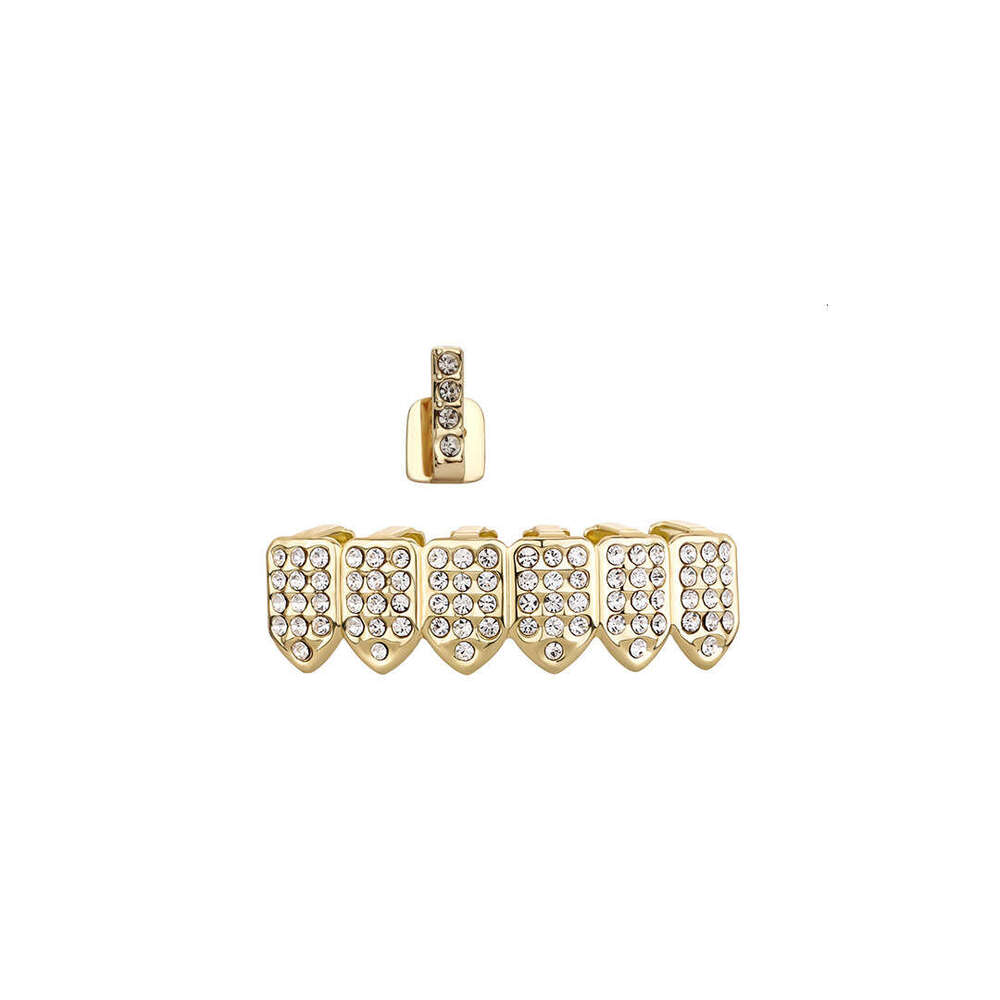 Jin Ao Real Plated Eco-friendly Braces Cross Full Dia Gold Teeth Personality Combination Unisex Cool Tooth Jewelry