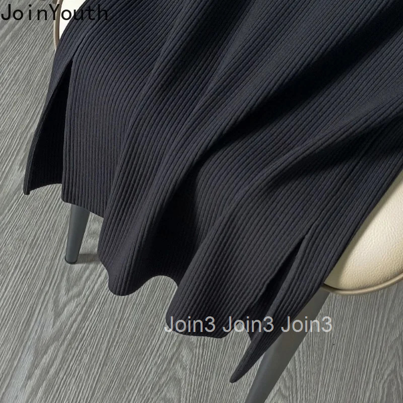 2025 Faldas Mujer De Moda Knitting Skirts for Women Oversized Jupe Vintage Tunic Saia Temperament Split Skirt Womens Clothes