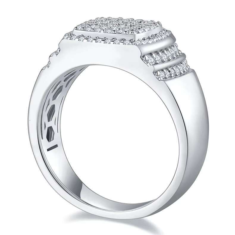 14462 Popular Style Fine Jewelry Iced Hip Hop Ring 925 Silver White D VVS1 Brilliant Cut Moissanite Diamond Rings for Men