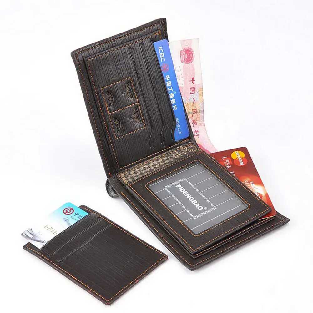 Mens PU Leather Short Wallet Multi-card Billfold Card License Case Business Wallet with Removable Card Holder Z250621