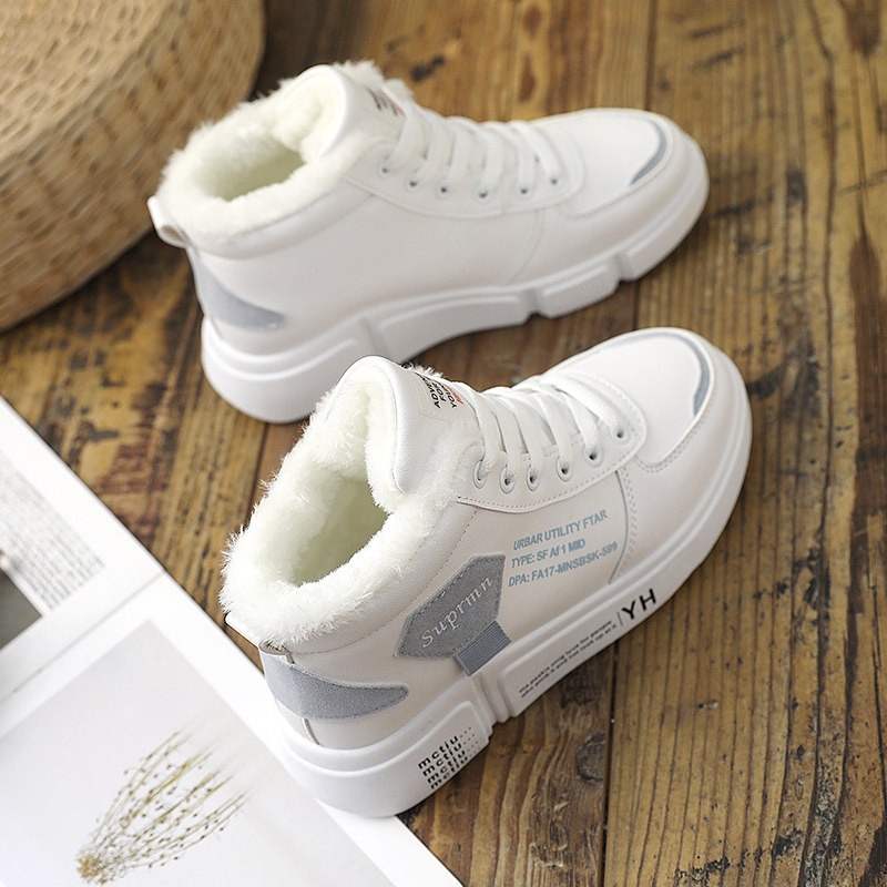 2025 Free Shipping Designer Cotton Shoes for Women's Winter Warm and Velvet Korean Versatile Women's Shoes for Students Snow Boots black whi
