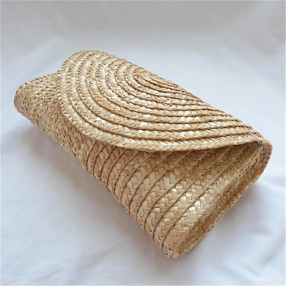 Female Wheat Straw Woven Clutch Bag Wheat Straw Braid Handmade Female Wallet Ladies Summer Beach Travel Envelope Handbag 250617