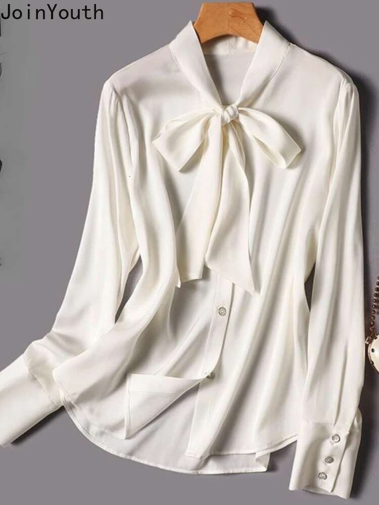 Chiffon Blouse for Women Solid Color Long Sleeve Bandage Bow Shirts Loose Summer Vintage Blouses Tops Camisas De Mujer 2025
