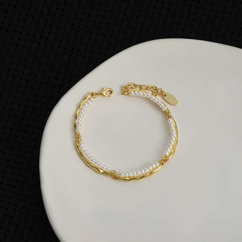 Real Gold Plated Elegant Double Layer for Women, Unique Design Pearl Jewelry, Personalized Simple Versatile Bracelet