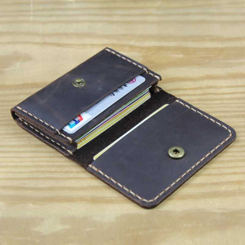 Handmade Genuine Leather Card Wallet Leather Card Holder Men Small Coin Purse Credit ID Card Holder Women Business Card Case MC- Z250621