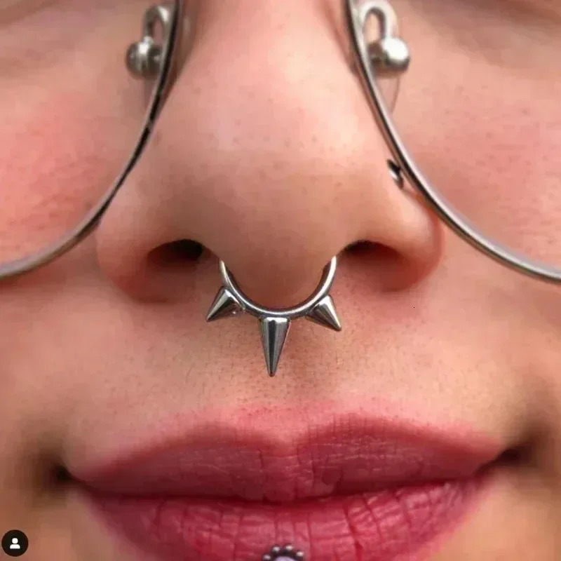 C Shaped Punk Nose Lips Rings Stainless Steel Lip Ring Rivet Clip on Non Body Piercing Hoop Ring for Women Men Non-Pierced 250617