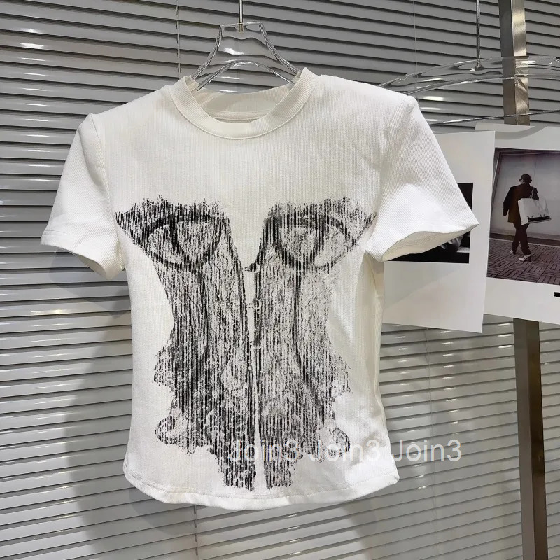 White Woman T Shirts Summer Crop Tops Short Sleeve O-neck Tees Casual Tunic Y2k T-shirt 2025 Ropa Mujer Fashion Korean Camisetas