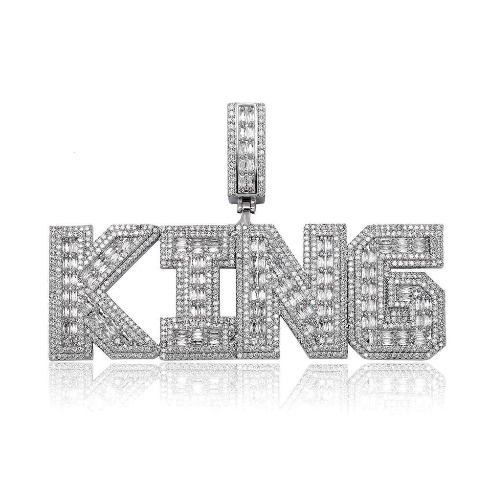 Jin Ao New Hip-Hop Jewelry DIY English Letter Pendant Sharp Double Layer Full Dia Men's Trendy Necklace