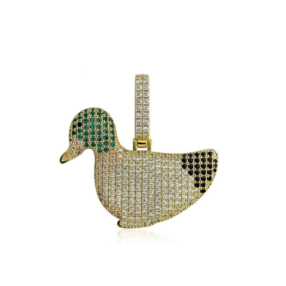 Jin Ao Personality Rap Full Dia Necklace Cute Animal Duck Pendant National Trend Hip-Hop Jewelry Versatile Accessory