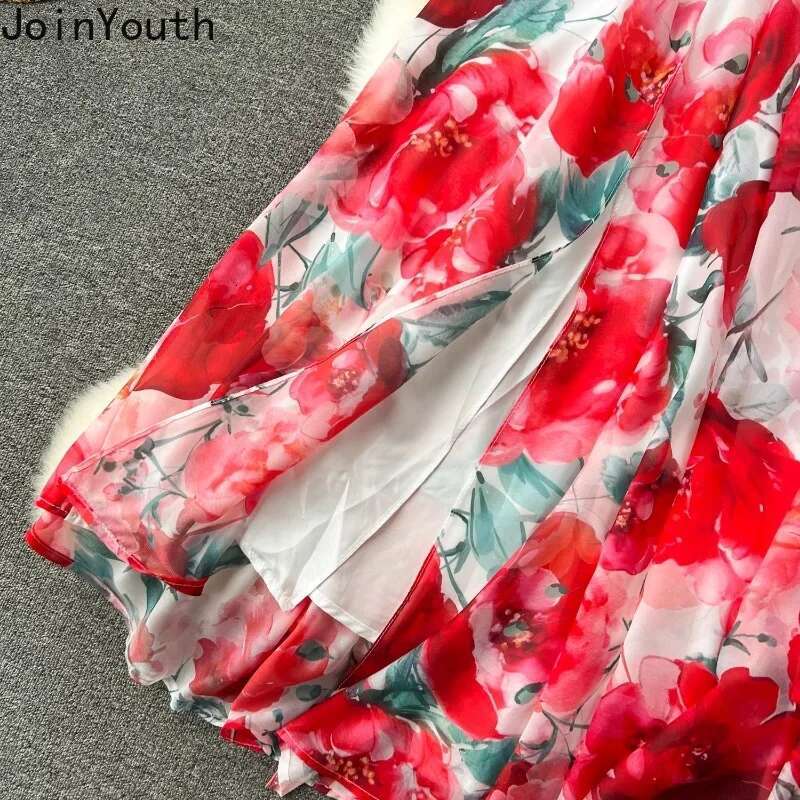 Chiffon Maxi Dresses Women Clothing Slash Neck Off Shoulder Floral Long Robe Femme 2025 Vestidos De Mujer Summer Beach Dress