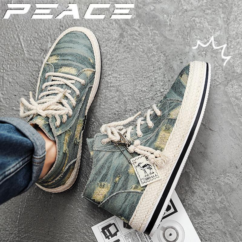 Luxury Brand Designer Shoes Sandals 1970S High-Top Canvas Shoes For Men Korean Style Student Sneakers Soft Washed Denim Fabric Distressed Beggar Shoes