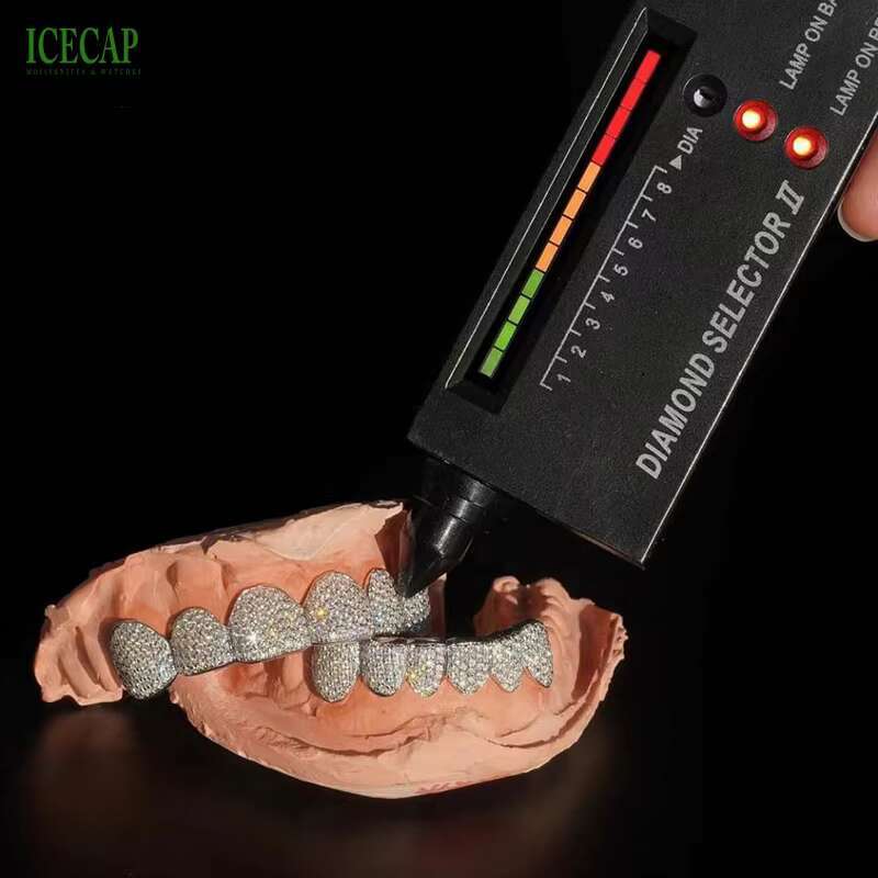 Custom VVS Moissanite Grillz Diamond Teeth 925 Sterling Silver Hip Hop Teeth Jewelry Grillz Iced Out White Gold Grillz for Teeth
