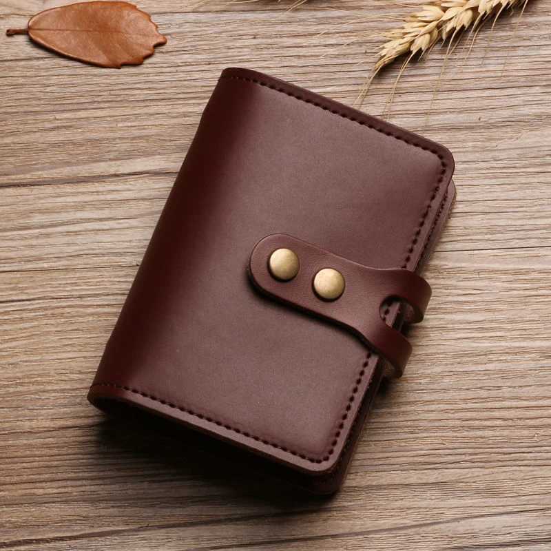 Mens Leather Card Bag Large Capacity Vintage Hasp Anti-theft Bank Holder Case Translucent Business Card Wallet Z250621