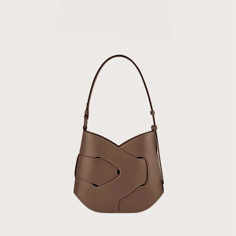 Popular Underarm Women's Cloud Bag, Pleated Design, Soft Leather Single Shoulder Handbag, Light , Niche