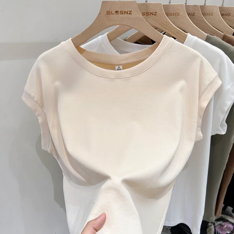 ZJAISS 2025 Women Tees Shirt Tops Slim Fit Round Neck Short Sleeve T-Shirts For Summer Fashion Streetwear Y2k 250619