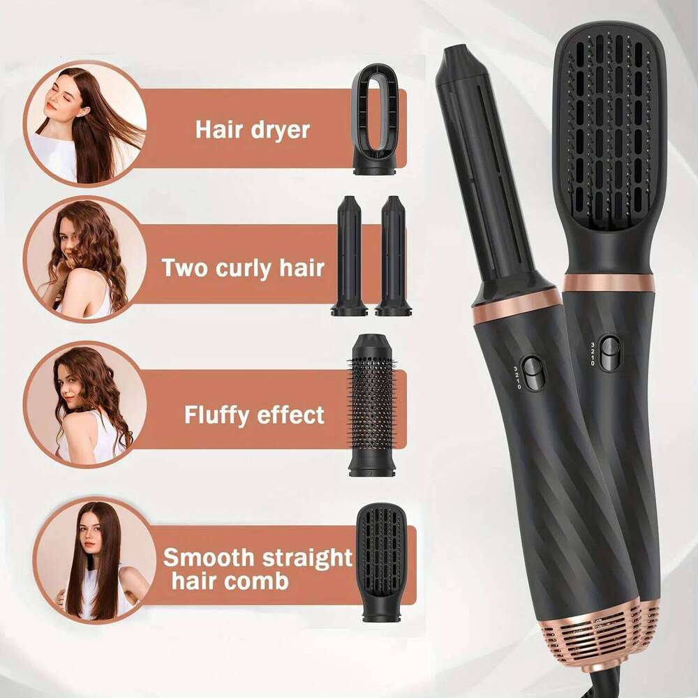 5 In 1 Detachable Blow Dryer Ionic Hot Styling Comb Ceramic Hair Straightener Thermal Brush Air Curler Wand