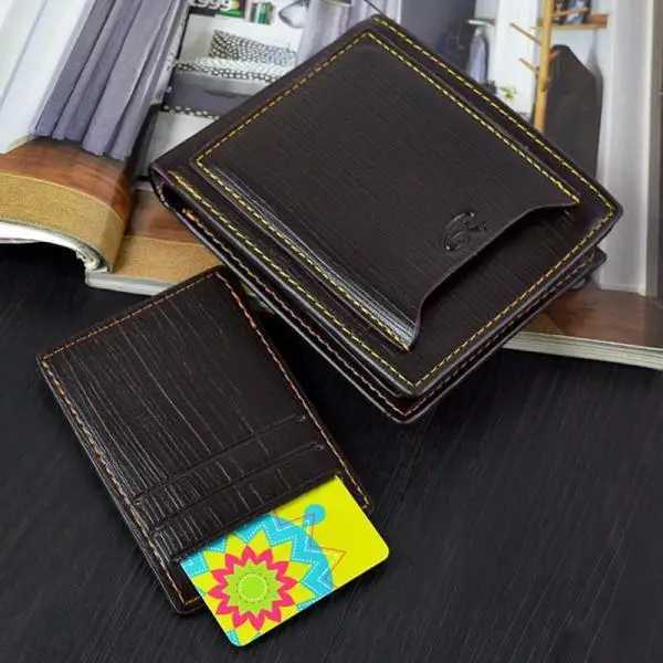 Mens PU Leather Short Wallet Multi-card Billfold Card License Case Business Wallet with Removable Card Holder Z250621