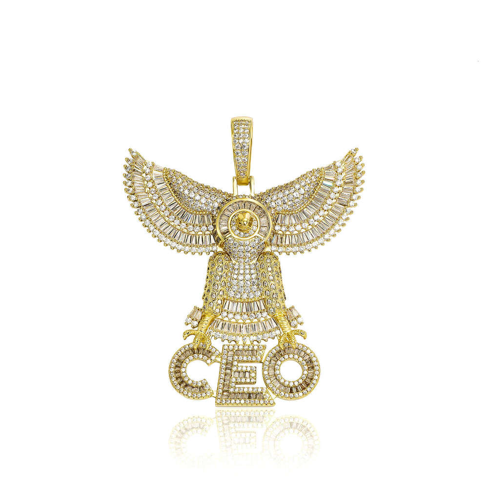 National Hip-Hop Jewelry Full Dia Eagle Letter Pendant DIY Copper Inlaid Zircon Men's Trend Necklace Live Broadcast