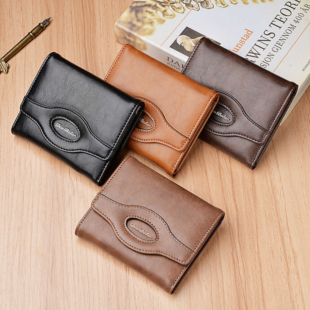 Hot Selling Short Men's Buckle Multi-Card Slot Casual Coin Purse Leather Wallet