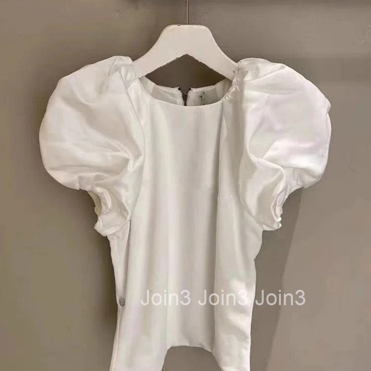 2025 Blusas Mujer De Moda Puff Sleeve O-neck Blouses for Women Fashion Korean Summer Shirts Slim Fit Zipper Temperament Tops